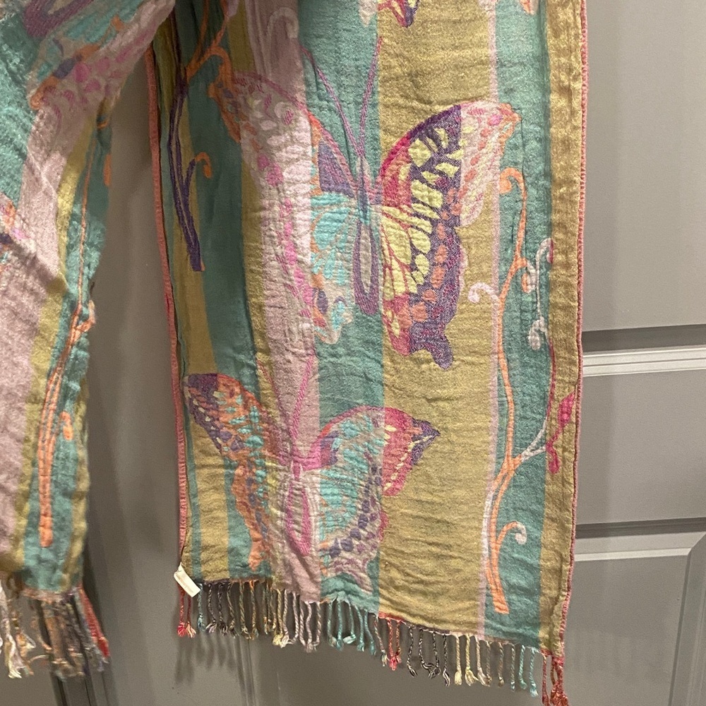 Colorful Butterfly Wrap Scarf Fringe Boho Shawl - Picture 6 of 6